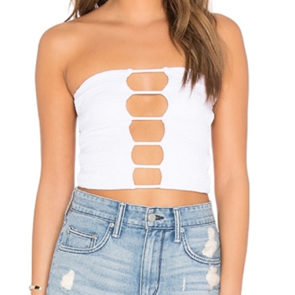 Indah Revolve Smocked Tube Top in White